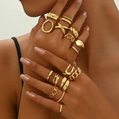 16-Piece Adjustable Geometric Ring Set