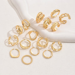 16-Piece Adjustable Geometric Ring Set