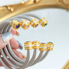 Personalized Birthstone Ends Twist Cuff Bracelets