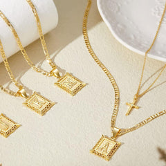 2-Piece 14K Initial & Cross Necklace Set