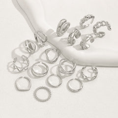 16-Piece Adjustable Geometric Ring Set
