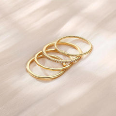4-Piece 14K Dainty Ring Stack