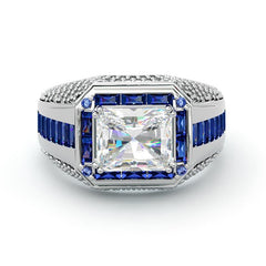 Radiant Cut Sapphire Accented Ring