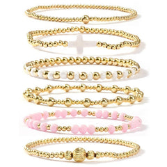 14K 6-Piece Beaded Bracelet Stack
