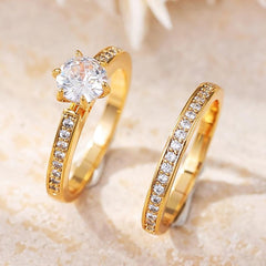 2-Piece Pave Accented Ring Stack