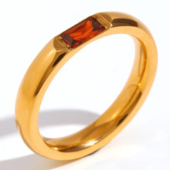 18K Baguette Cut Birthstone Ring