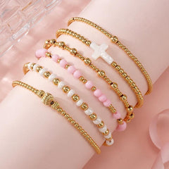 14K 6-Piece Beaded Bracelet Stack