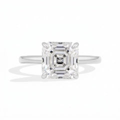 Sterling Silver Asscher Cut Moissanite Ring