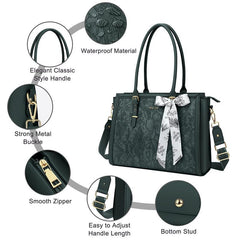 Scarf Accented Floral Patterned Bag