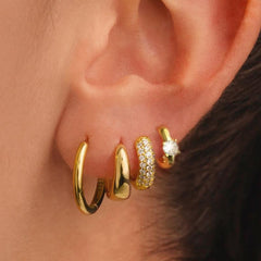 14K 8-Piece Elegant Huggie Hoop Earrings Set