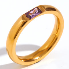 18K Baguette Cut Birthstone Ring