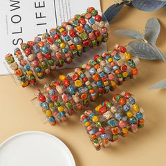 10-Piece Chunky Boho Ceramic Bracelet Stack