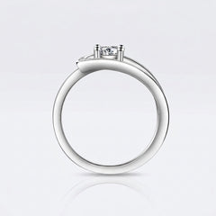 Elegant Curved Halo Solitaire Ring