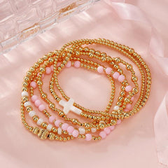 14K 6-Piece Beaded Bracelet Stack