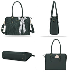 Scarf Accented Floral Patterned Bag
