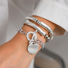 3-Piece Chunky Lock & Toggle Clasp Bracelet Stack