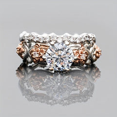 Silver Rose Gold Two-Tone Couples Ring Set