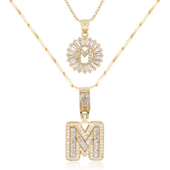 2-Piece 14K Diamond Letter Initial Necklaces