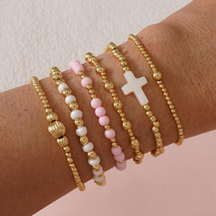 14K 6-Piece Beaded Bracelet Stack