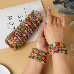10-Piece Chunky Boho Ceramic Bracelet Stack