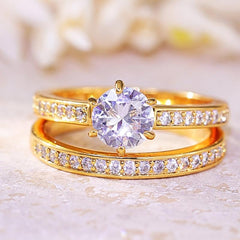 2-Piece Pave Accented Ring Stack