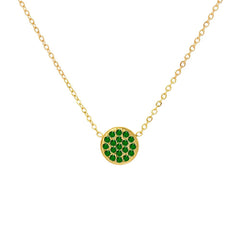 Dainty Diamond Speckled Birthstone Circle Necklace