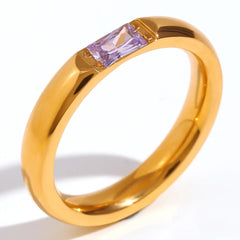 18K Baguette Cut Birthstone Ring