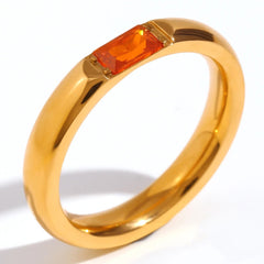 18K Baguette Cut Birthstone Ring