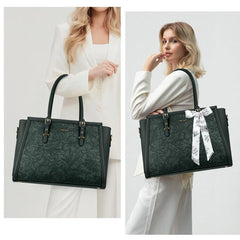 Scarf Accented Floral Patterned Bag