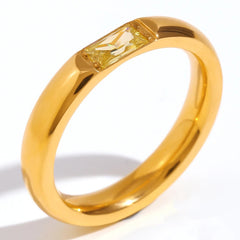 18K Baguette Cut Birthstone Ring