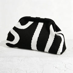 Woven Striped Pouch Clutch
