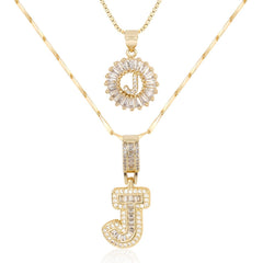 2-Piece 14K Diamond Letter Initial Necklaces