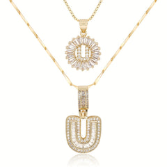 2-Piece 14K Diamond Letter Initial Necklaces