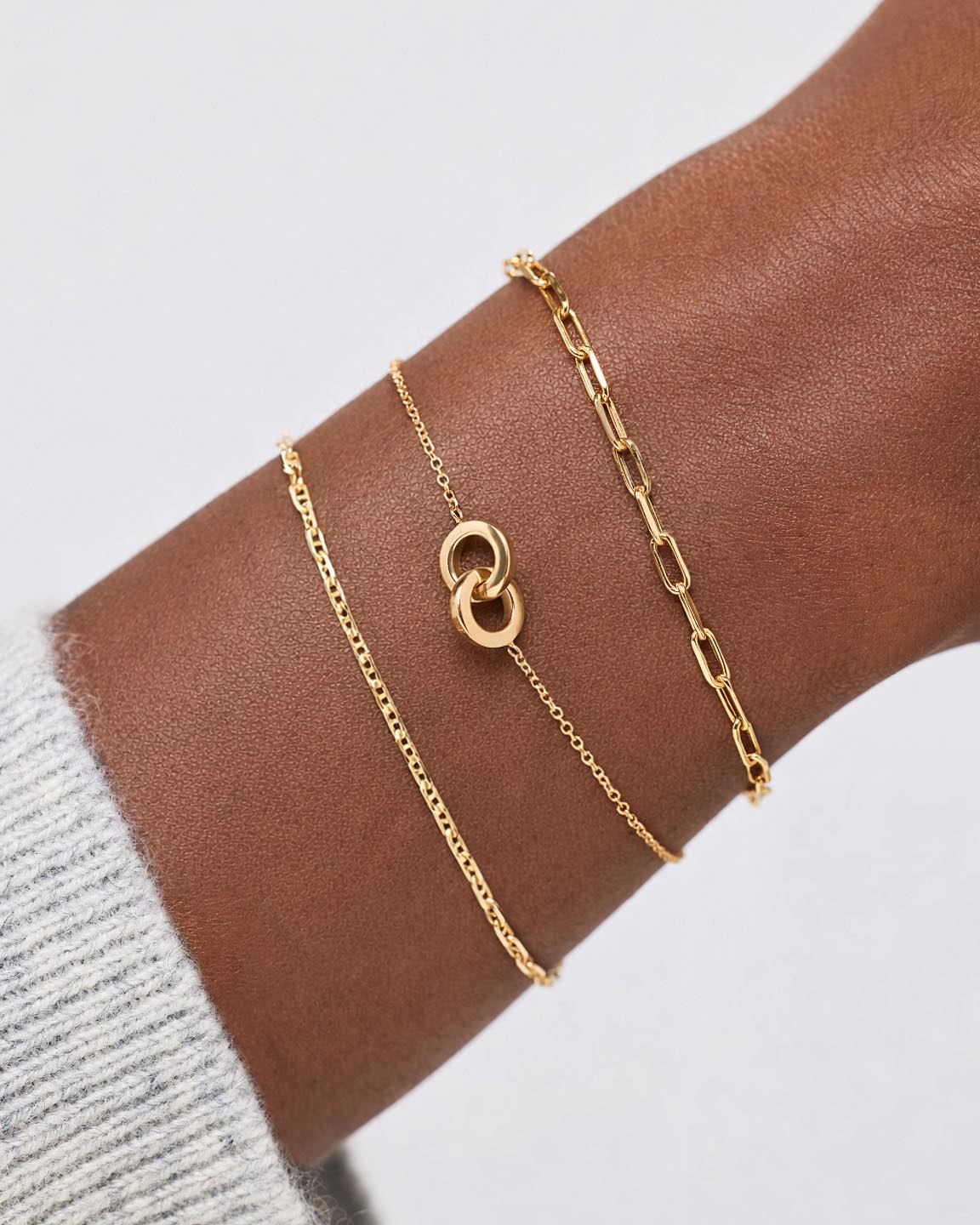 10K Solid Gold Links Circle Charm Bracelet For Women Ana Luisa Duo Links Bracelet