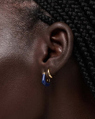 14K Gold Plated Enamel Riviera Blue Huggie Hoops Earrings For Women Ana Luisa Dakota Mini Navy