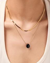 Gold Pendant Necklace - Pebble