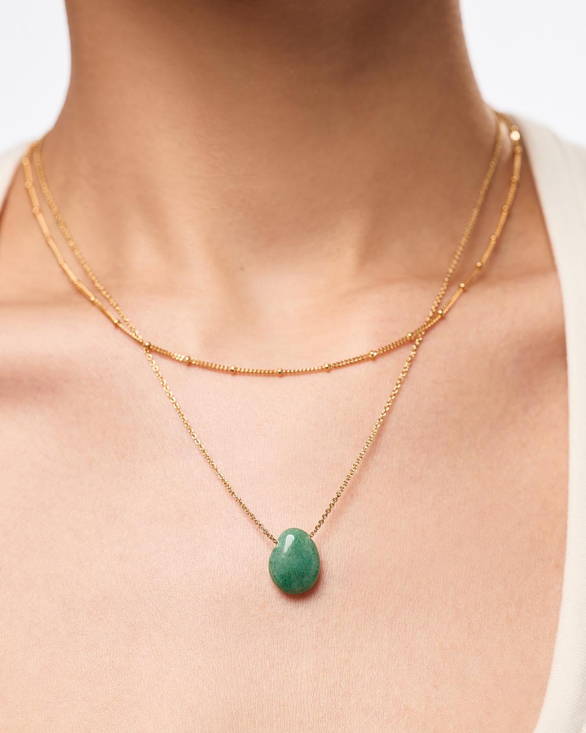 Gold Pendant Necklace - Pebble