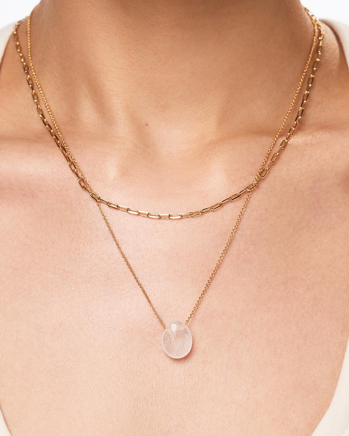 Gold Pendant Necklace - Pebble