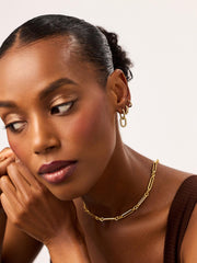 Double Hoop Earrings - Ash Double Marble Blue