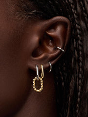 Double Hoop Earrings - Ash Double Marble Blue