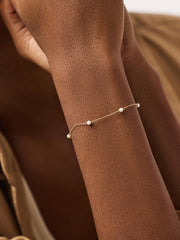 Gold Pearl Bracelet - Gold Pearl Station Bracelet
