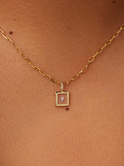 Gold Pendant - Floating Diamond Charm
