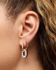 Double Hoop Earrings - Ash Double Marble Blue