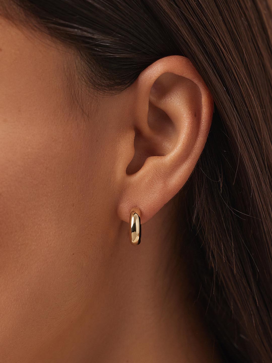 Chunky Gold Hoop Earrings - Gold Bold C-Hoops Large