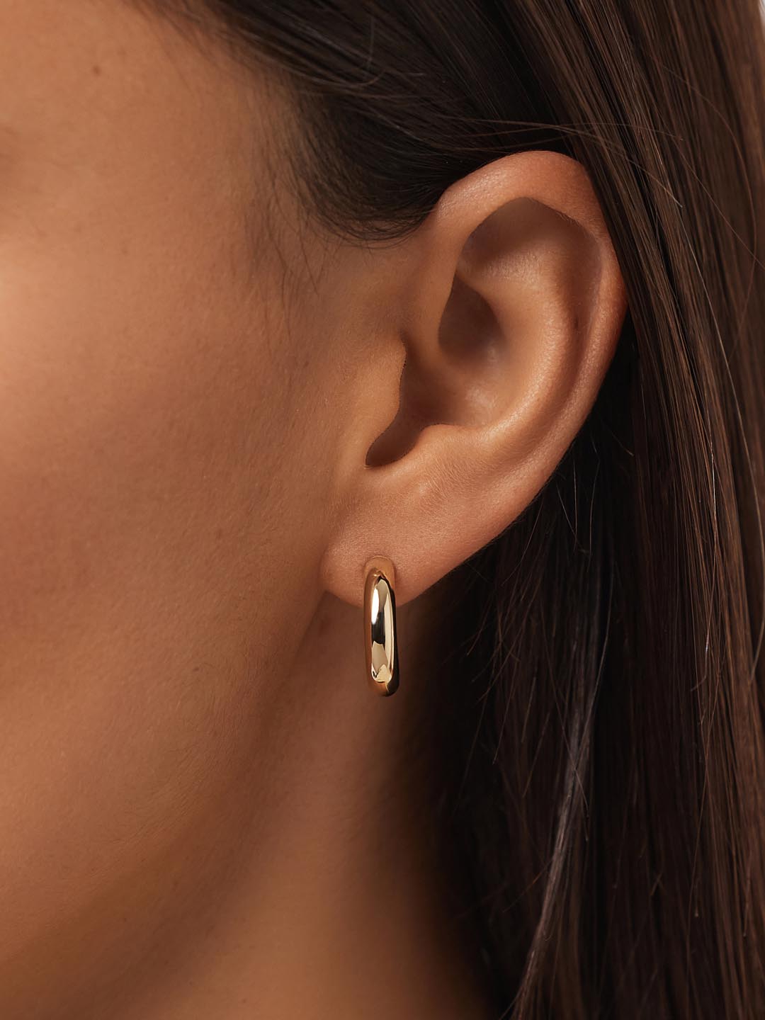 Chunky Gold Hoop Earrings - Gold Bold C-Hoops Large