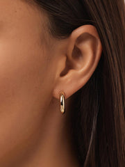 Chunky Gold Hoop Earrings - Gold Bold C-Hoops Large