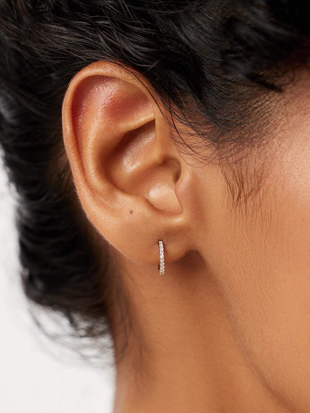 Diamond Hoop Earrings - Diamond Huggie Hoops Medium