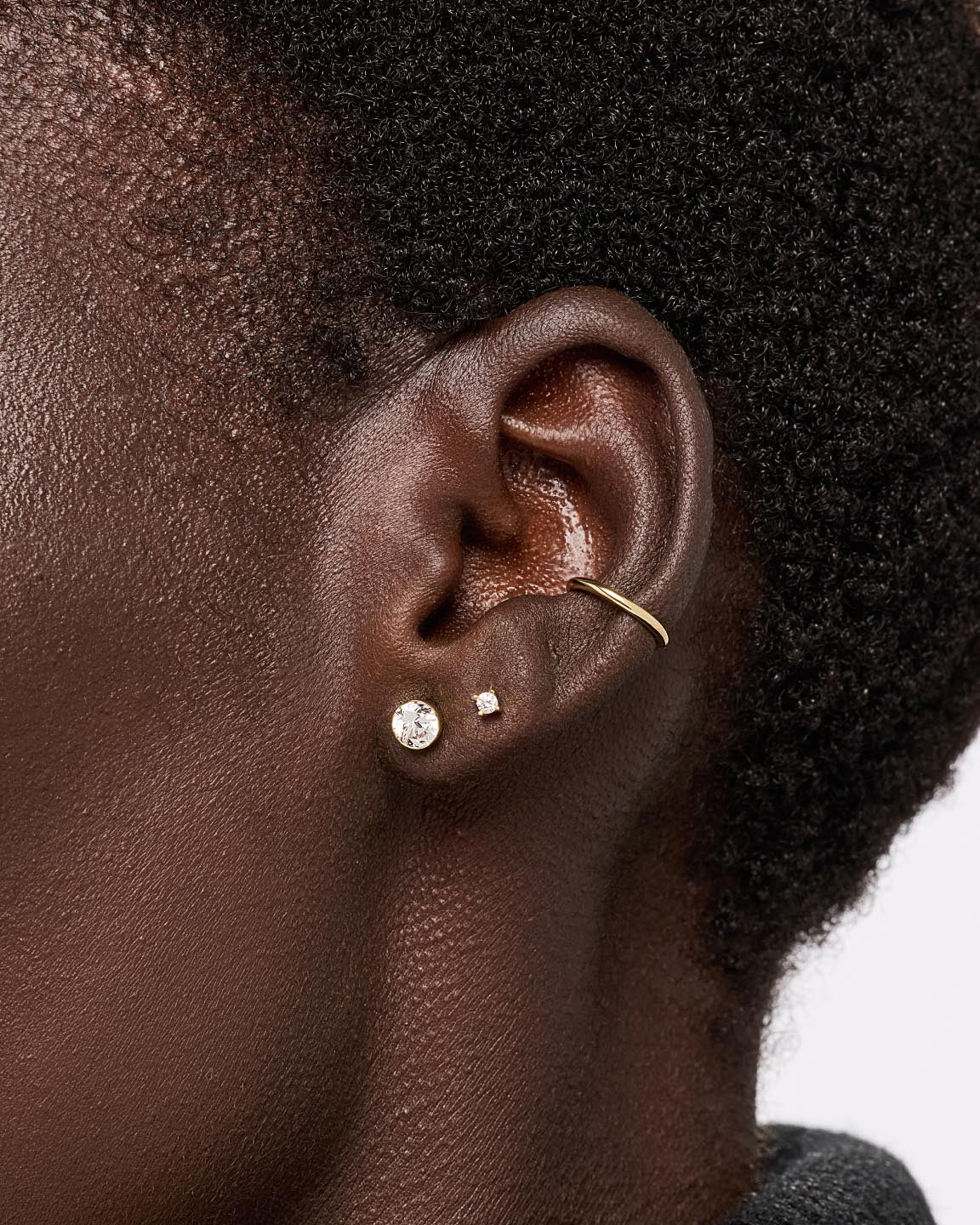 Gold Stud Earrings - Invisible Set Studs Medium