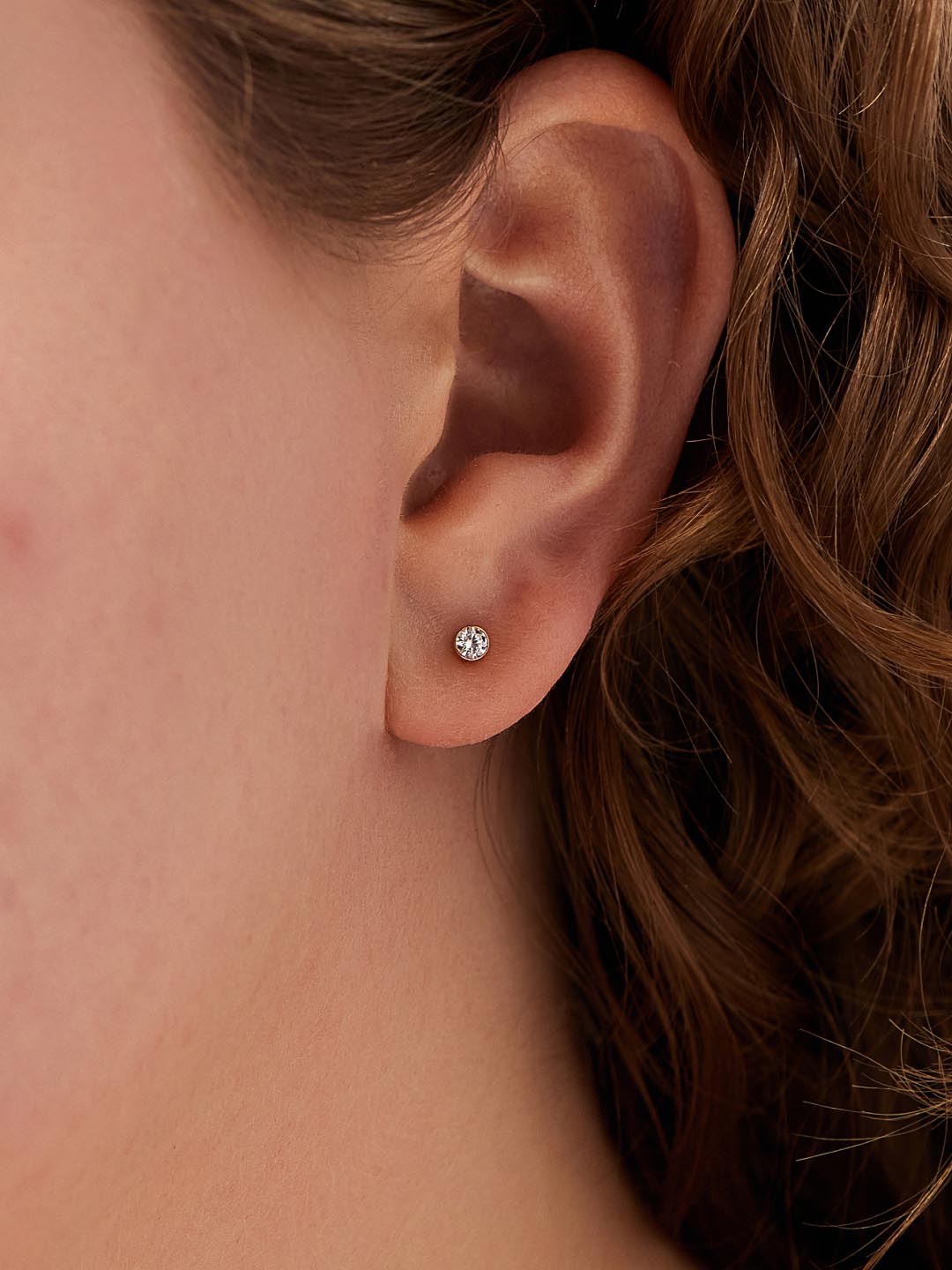 Gold Stud Earrings - Invisible Set Studs Medium