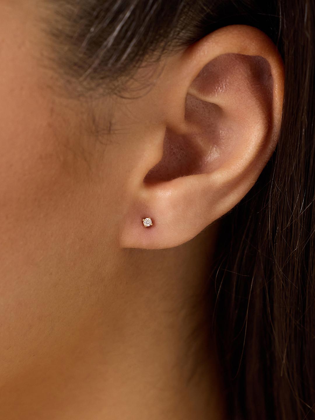 Lab Grown Diamond Earrings - Gold Medium Diamond Studs